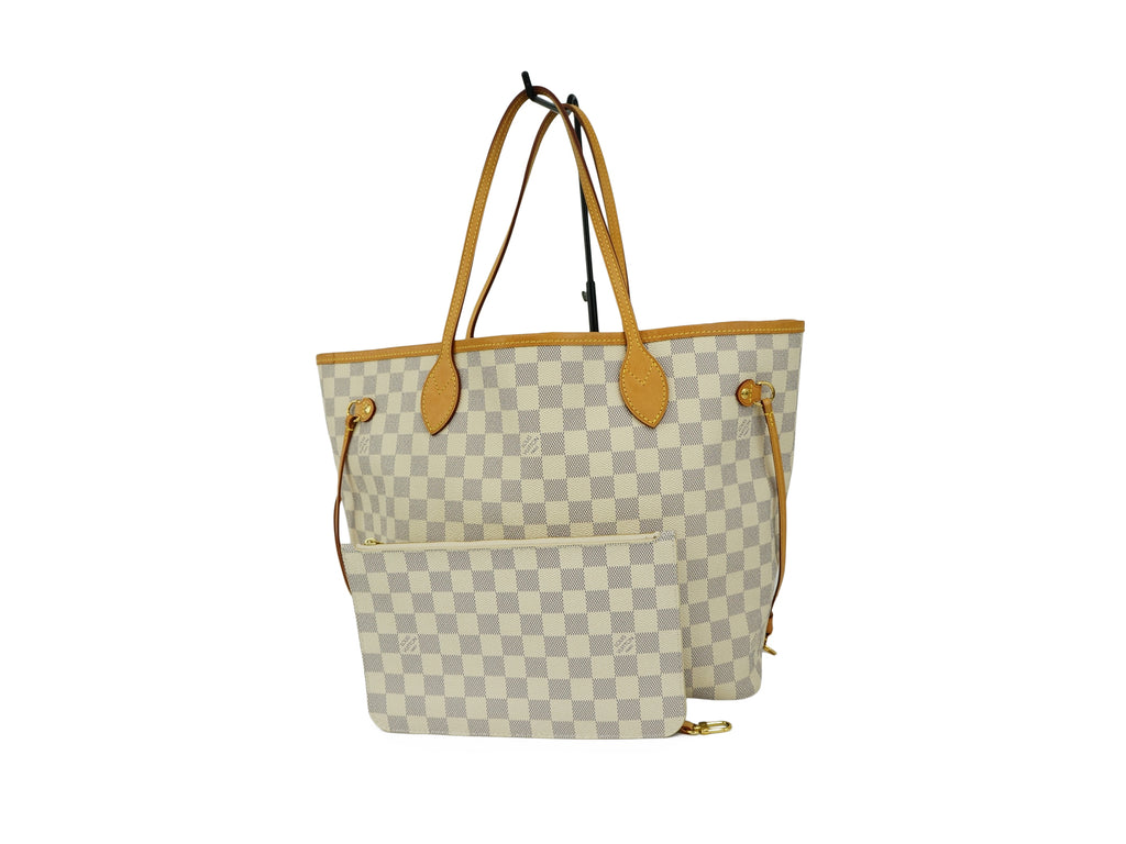 LOUIS VUITTON Neverfull MM Damier Azur Shoulder Bag N51107