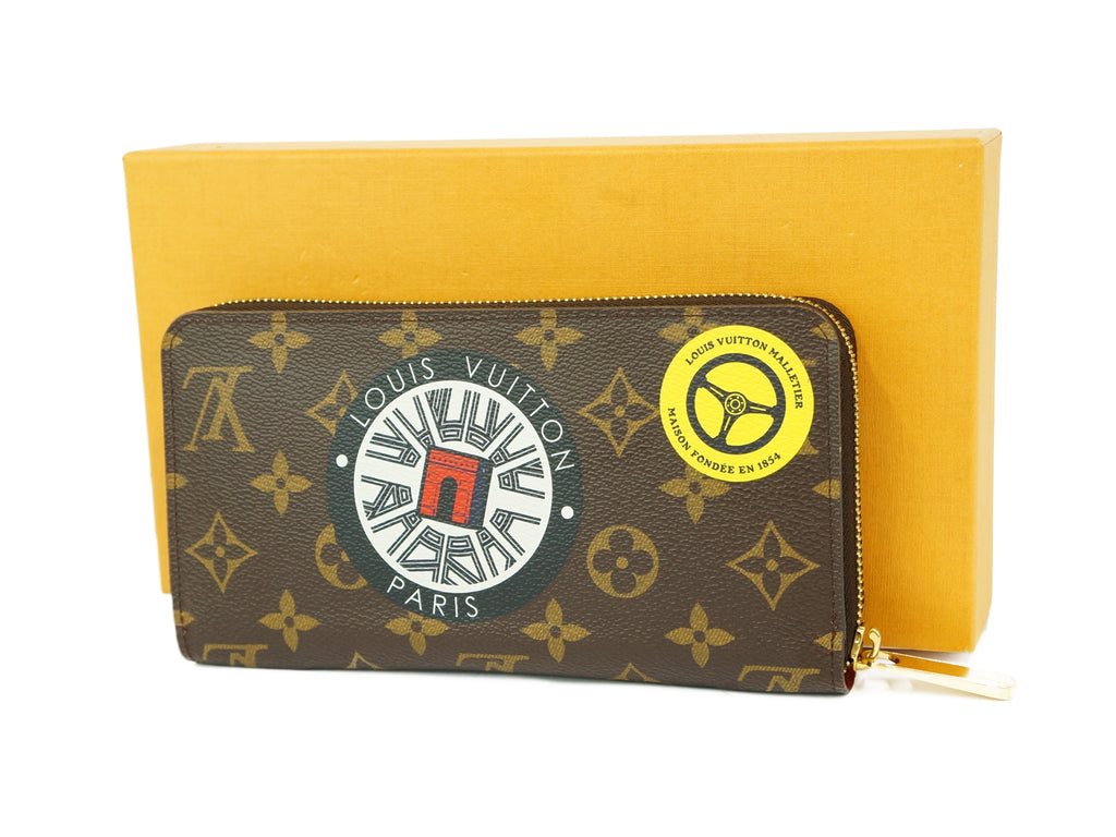 LOUIS VUITTON Monogram sticker Zipper Around Leather Brown long wallet M62149