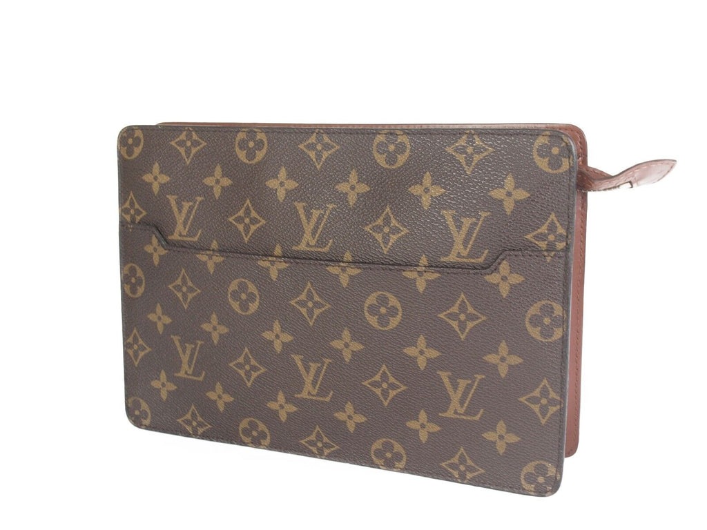 LOUIS VUITTON Homme Monogram Canvas Leather Clutch Bag LP5867