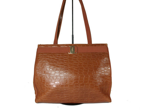 Salvatore Ferragamo Ganchini Browns Leather Tote Bag FT10281L