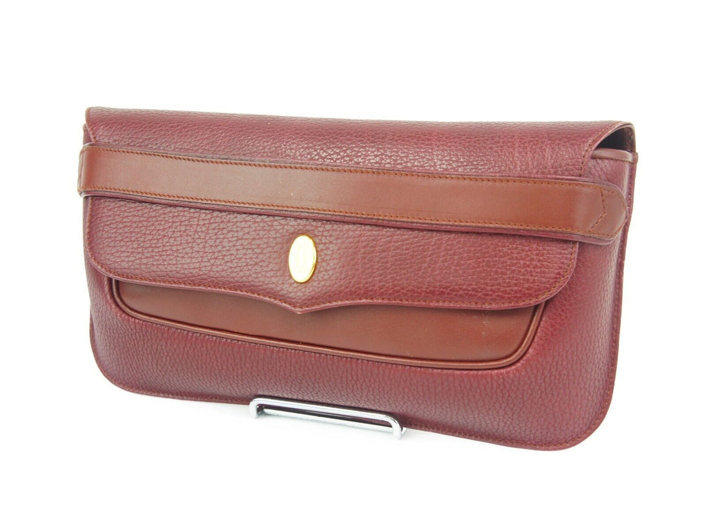 CARTIER Cartier Must De Bordeaux Leather Evening Clutch Party Bag