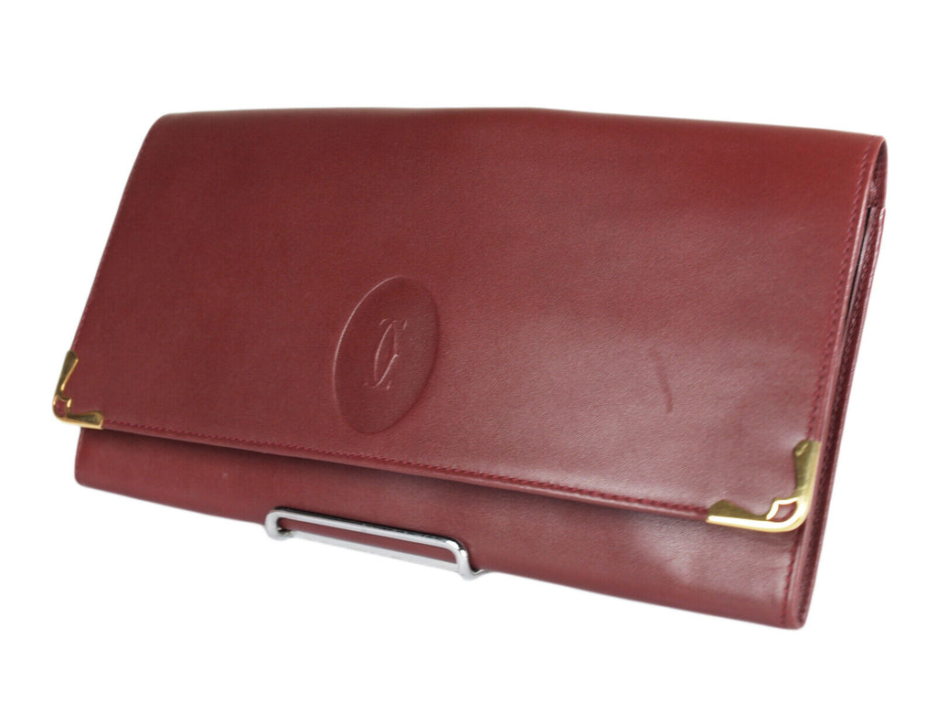 CARTIER Cartier Must De Bordeaux Leather Evening Clutch Bag