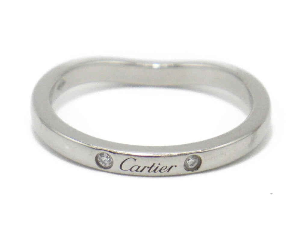 Cartier Ballerina Curved Wedding 3P Diamond 950 Platinum #50 Women's Ring