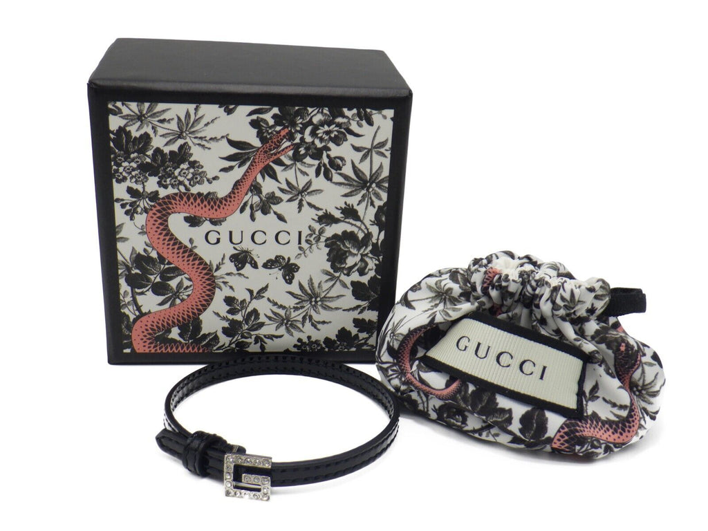 Gucci Logo Rhinestone Patent Leather Bracelet
