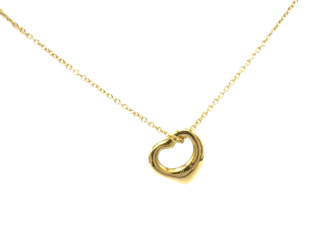 TIFFANY&Co. 18K Pink Gold Elsa Peretti Open Heart Pendant Necklace